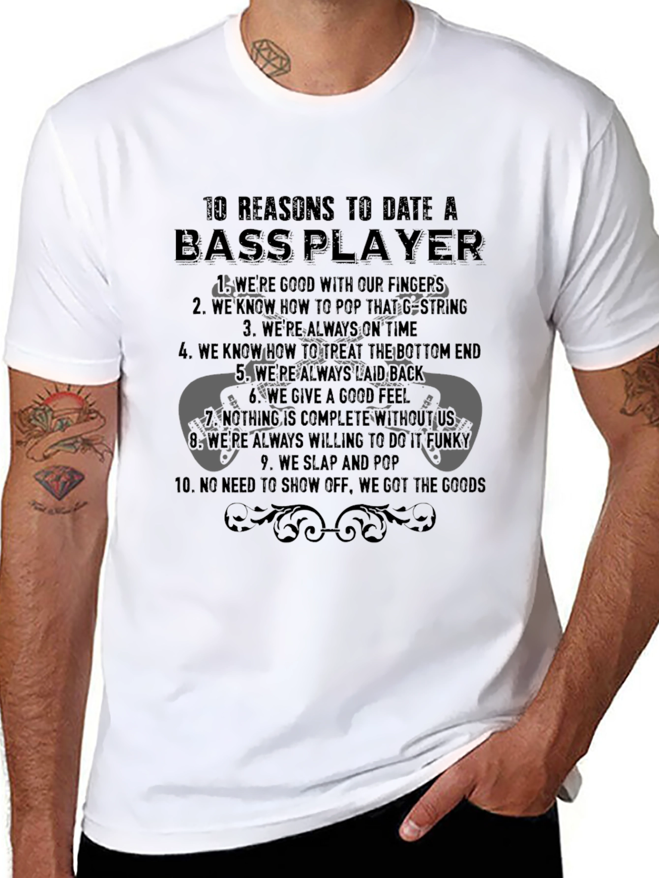 Black Bass Player Reasons T-Shirt - Music Gift view 8