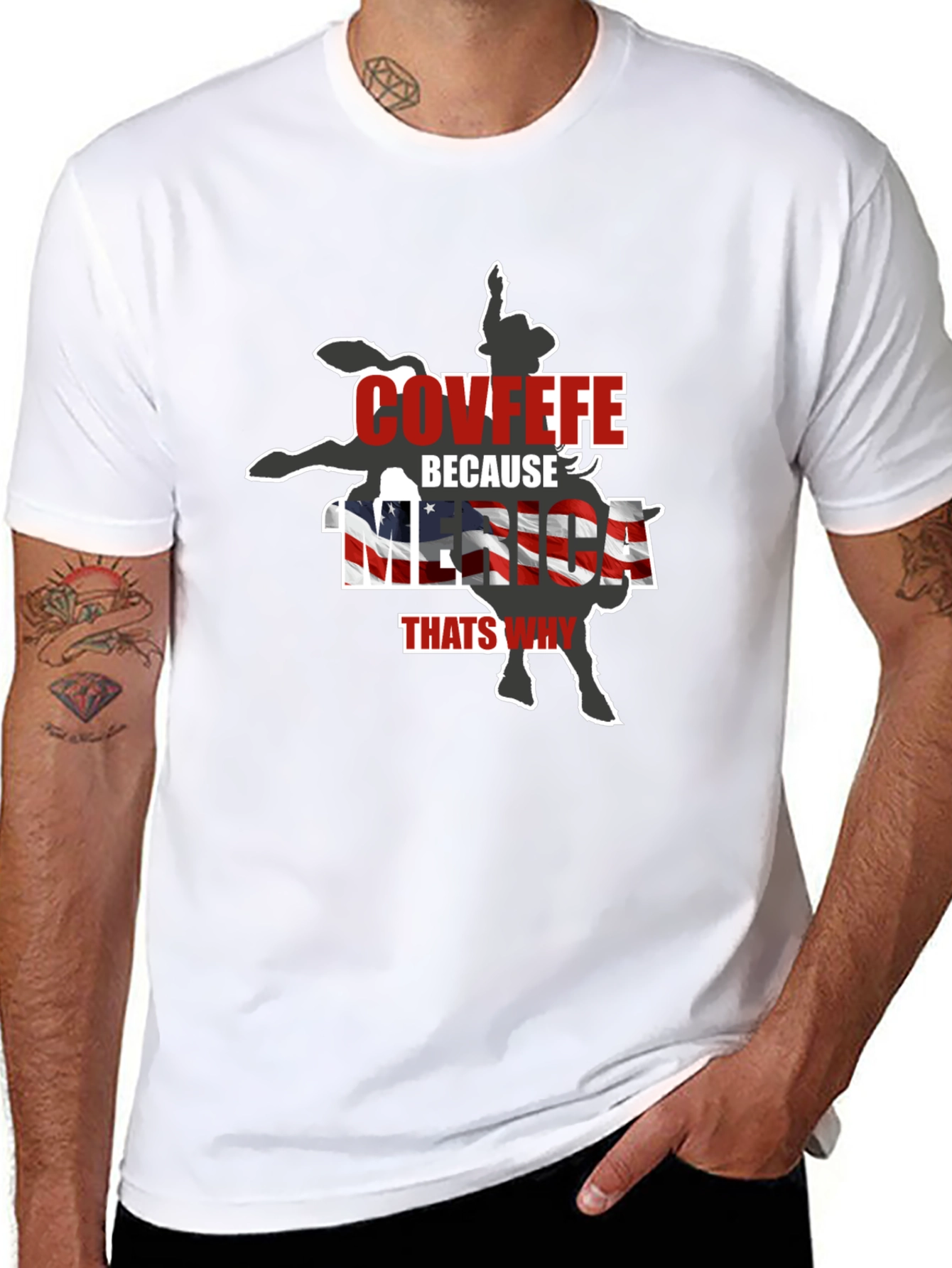 Black Covfefe Because Merica That's Why Black T-Shirt view 8
