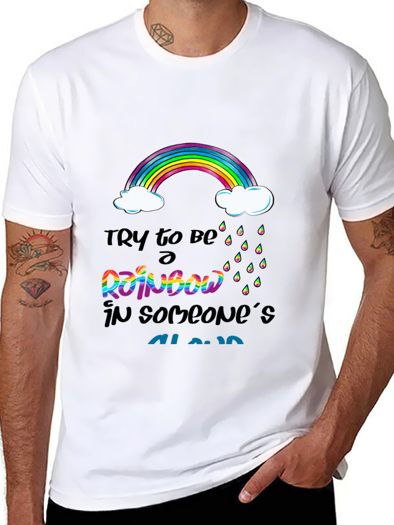 Black Rainbow Cloud Graphic T-Shirt view 8