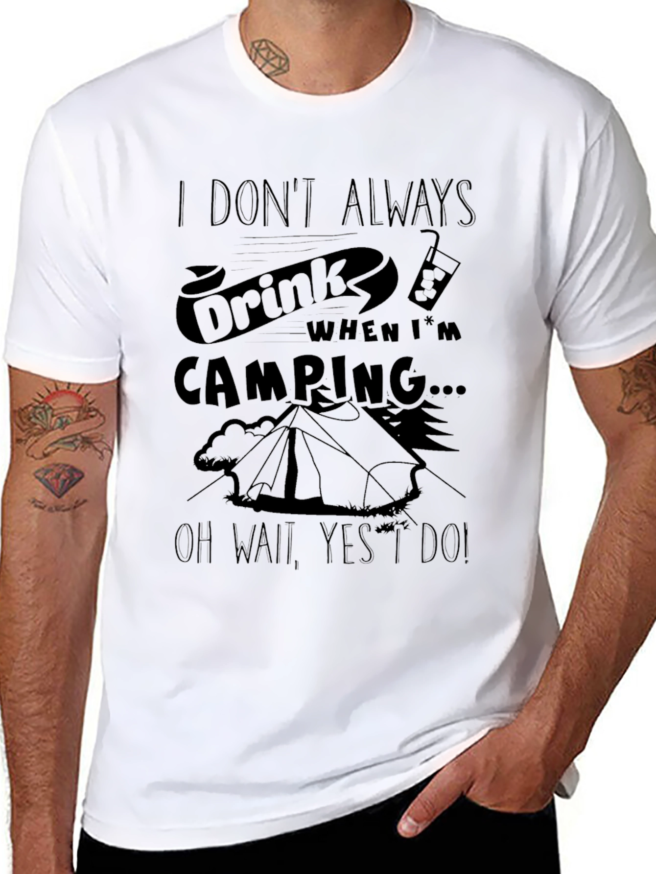 Black Funny Camping T-Shirt: I Don't Always Drink... view 8