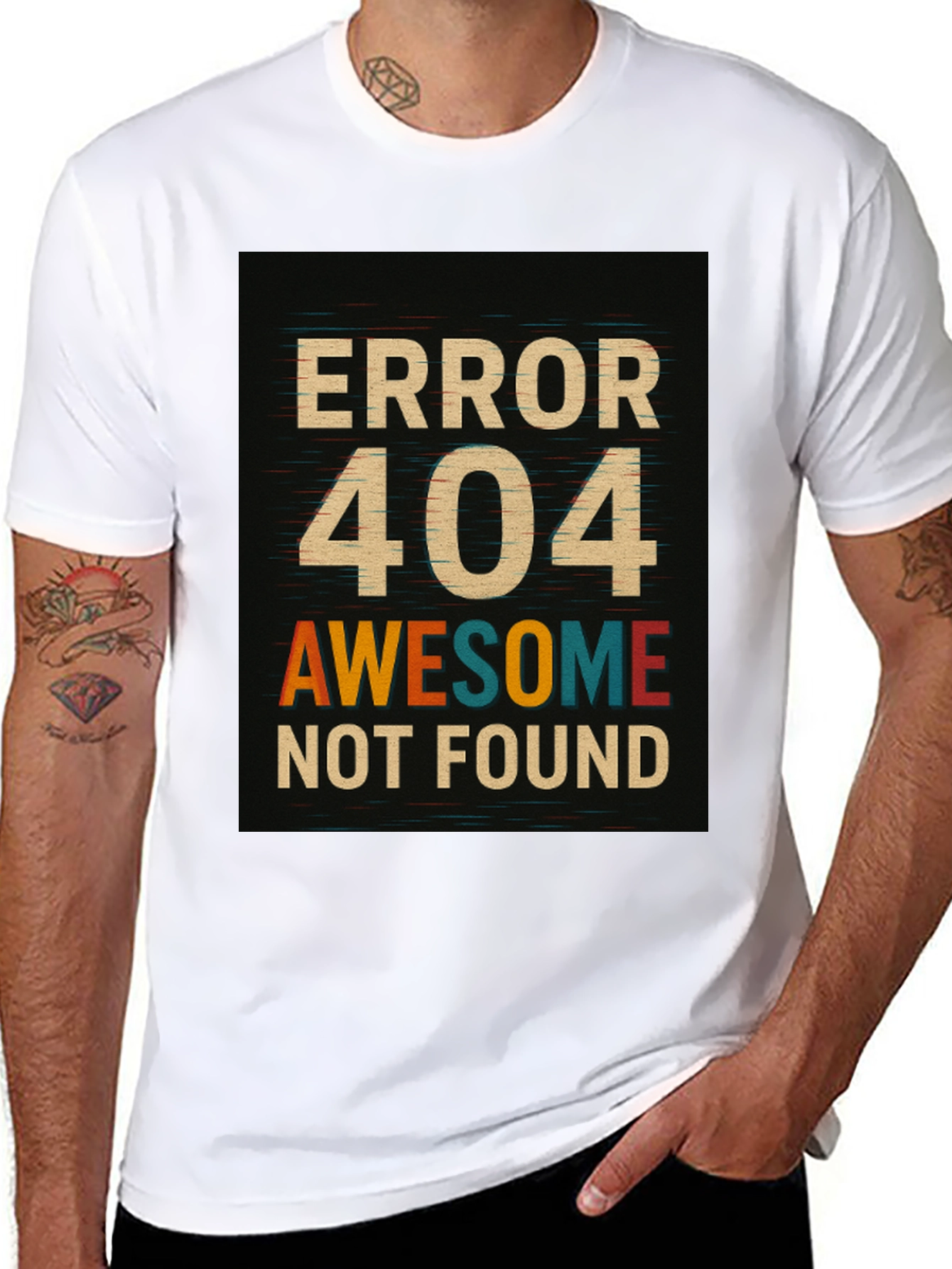 Black Error 404 Awesome Not Found Black T-Shirt view 8