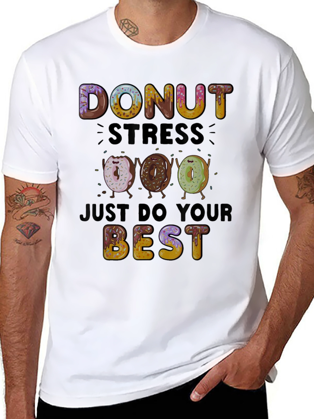 Black Donut Stress T-Shirt: Just Do Your Best! view 8