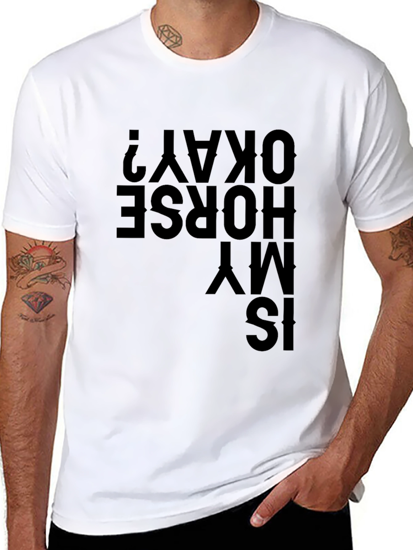 Black Is My Horse Okay? Black Graphic T-Shirt view 8