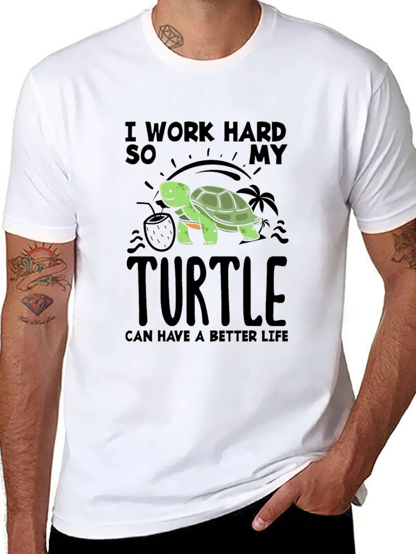 Black I Work Hard So My Turtle Can Have a Better Life T-Shirt view 8