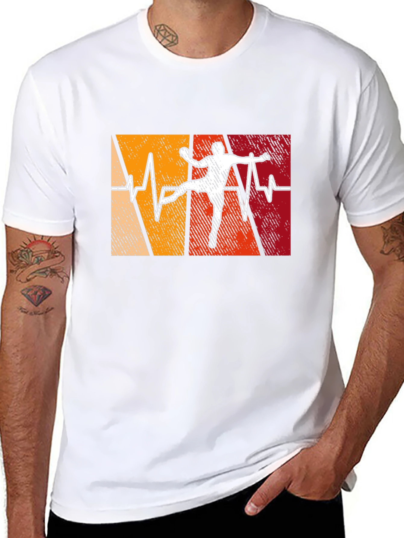 Black Handball Heartbeat T-Shirt - Handball Player Gift view 8