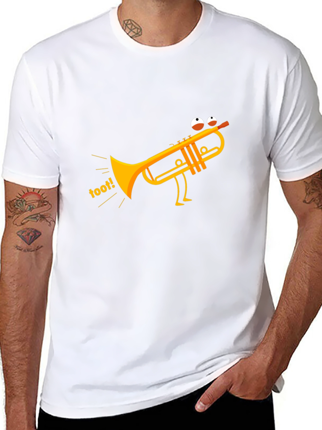 Black Funny Toot Trumpet Black T-Shirt view 8