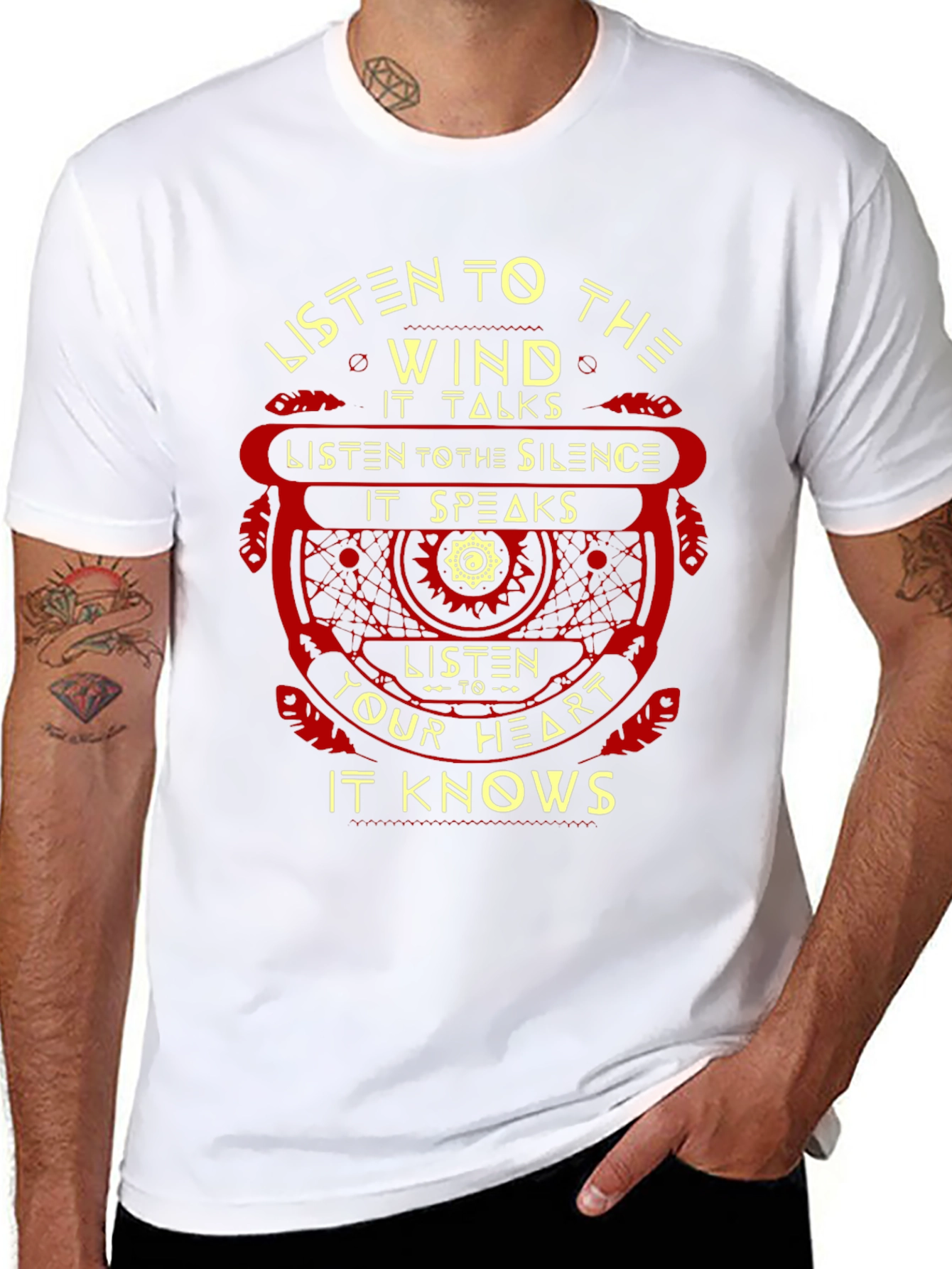 Black Listen To The Wind Graphic T-Shirt view 8