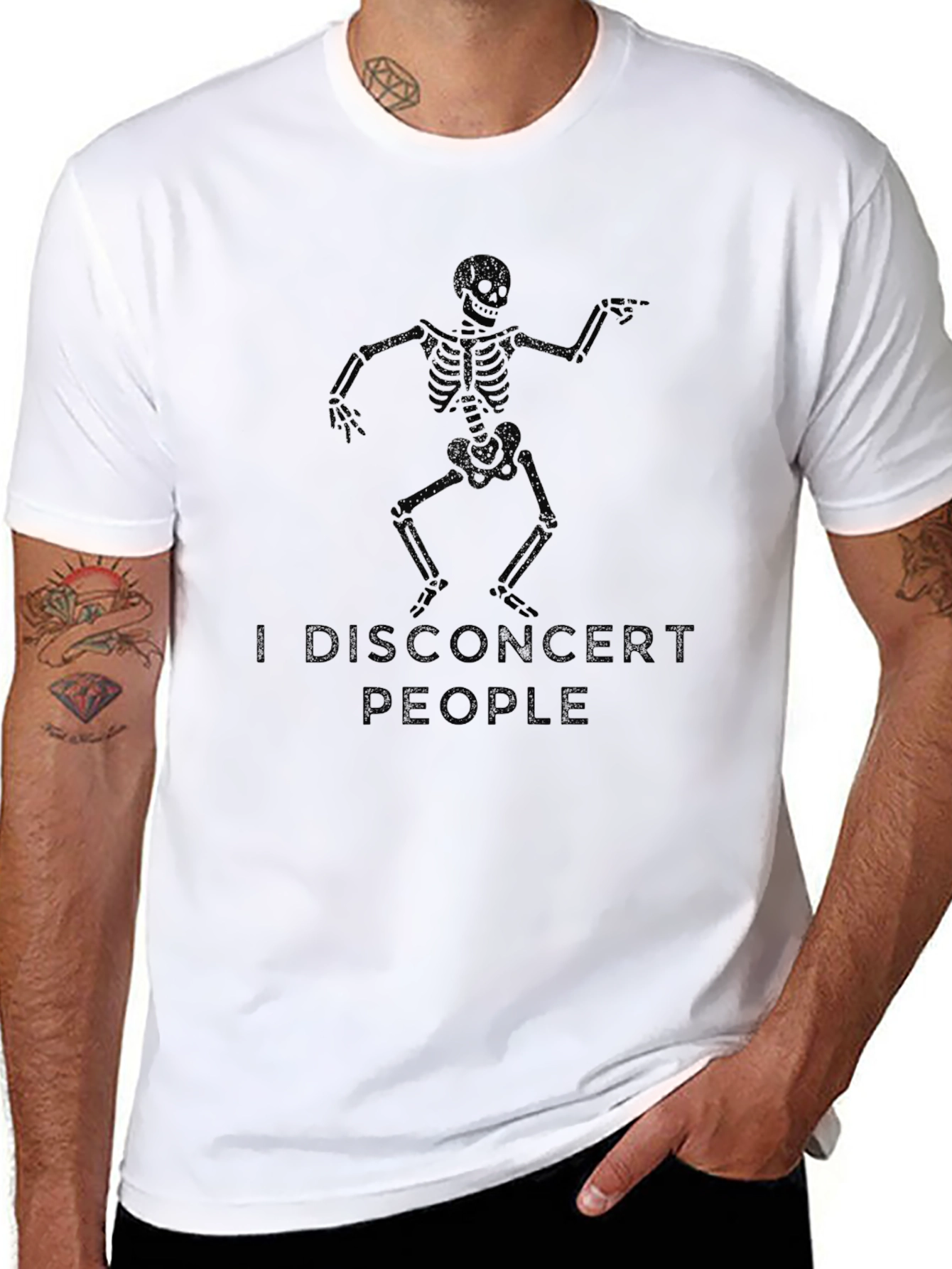 Black I Disconcert People Skeleton Graphic Tee - Black view 8