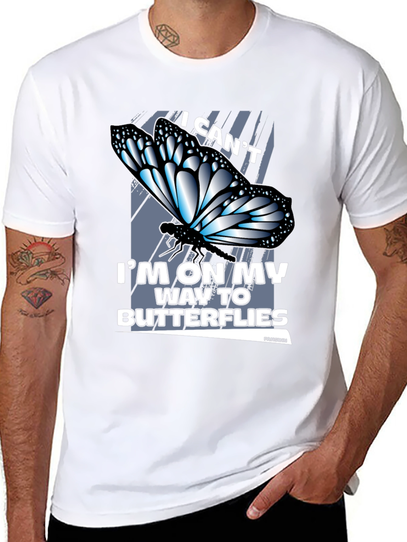 Black Butterfly Graphic T-Shirt - I Can't, Butterflies view 8
