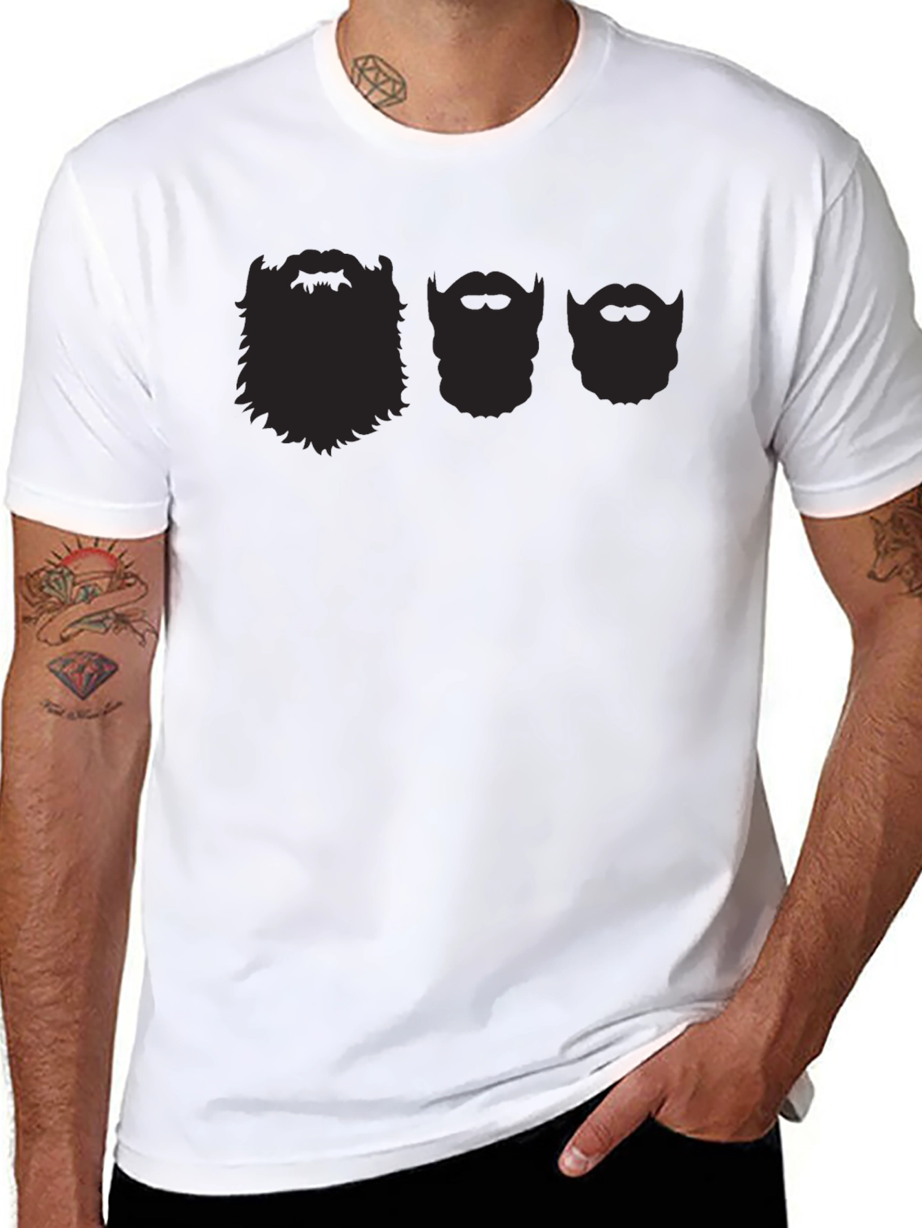 Black Bearded Faces Graphic T-Shirt - Black view 8