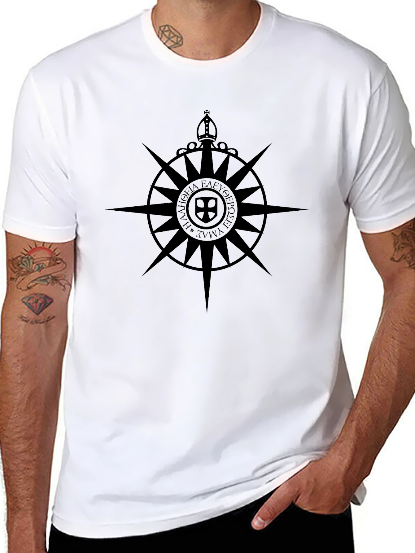 Black Black Compass Graphic T-Shirt view 8