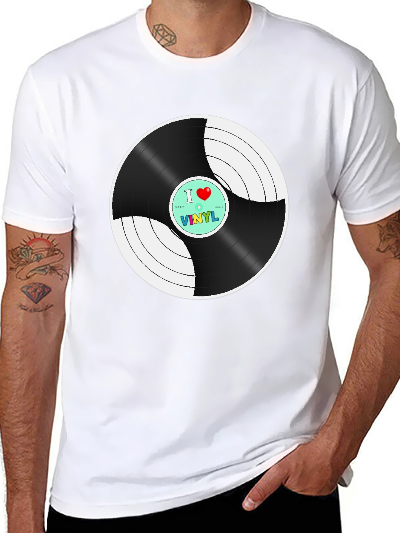 Black I Heart Vinyl Graphic T-Shirt - Classic Retro Music Tee view 8