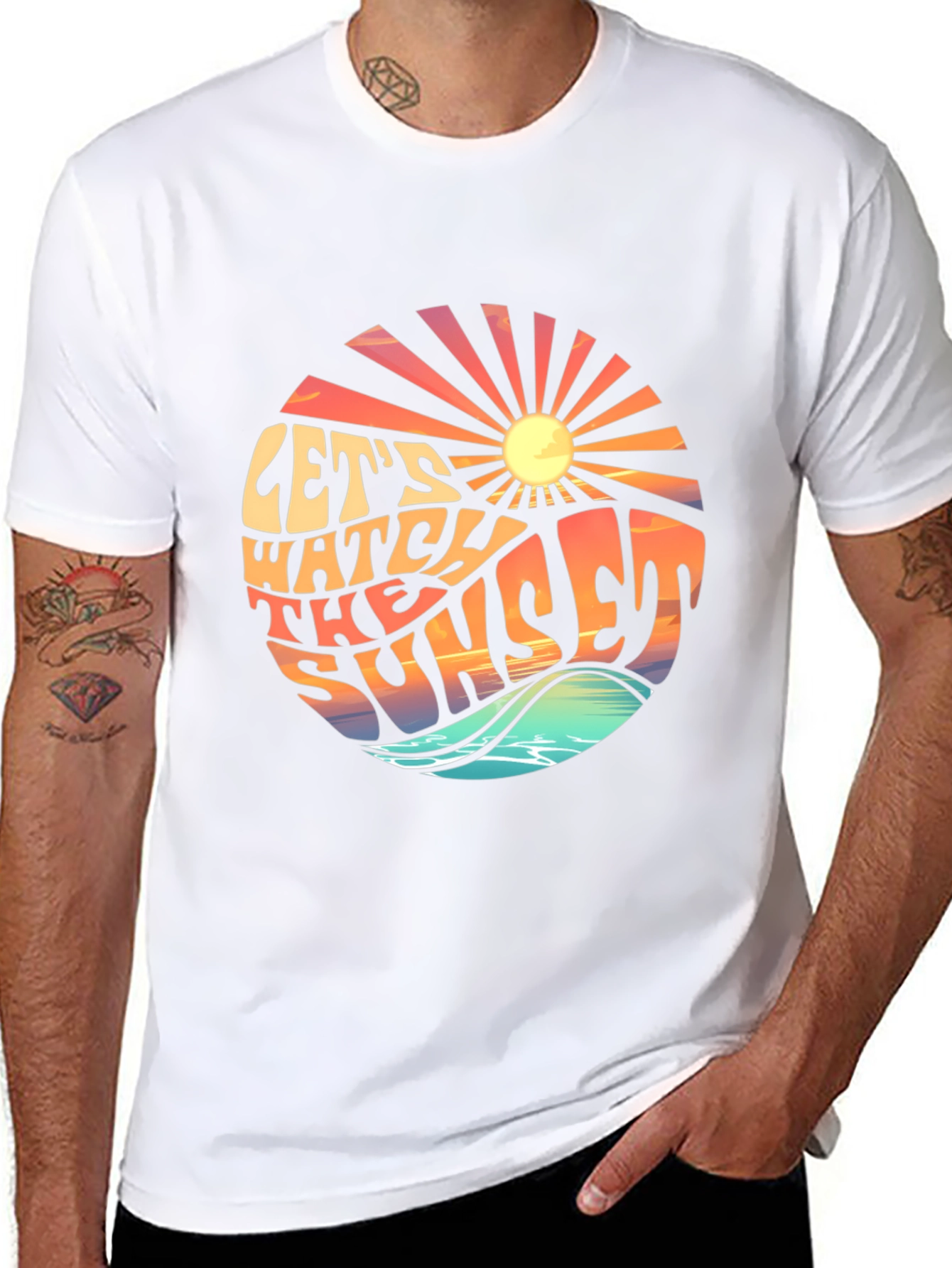 Black Let's Watch the Sunset Graphic T-Shirt view 8