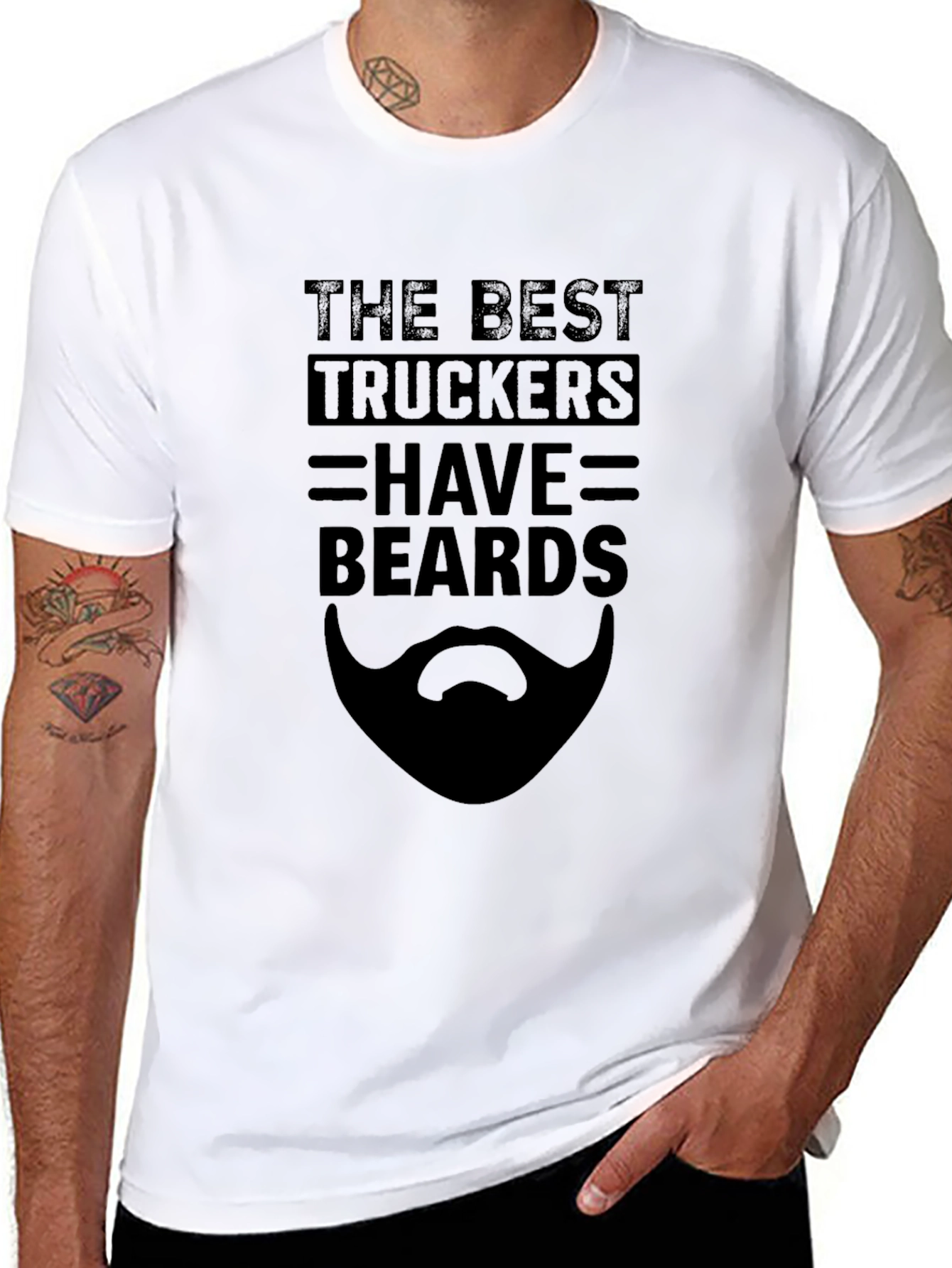 Black Trucker Beard Black Graphic Tee view 8