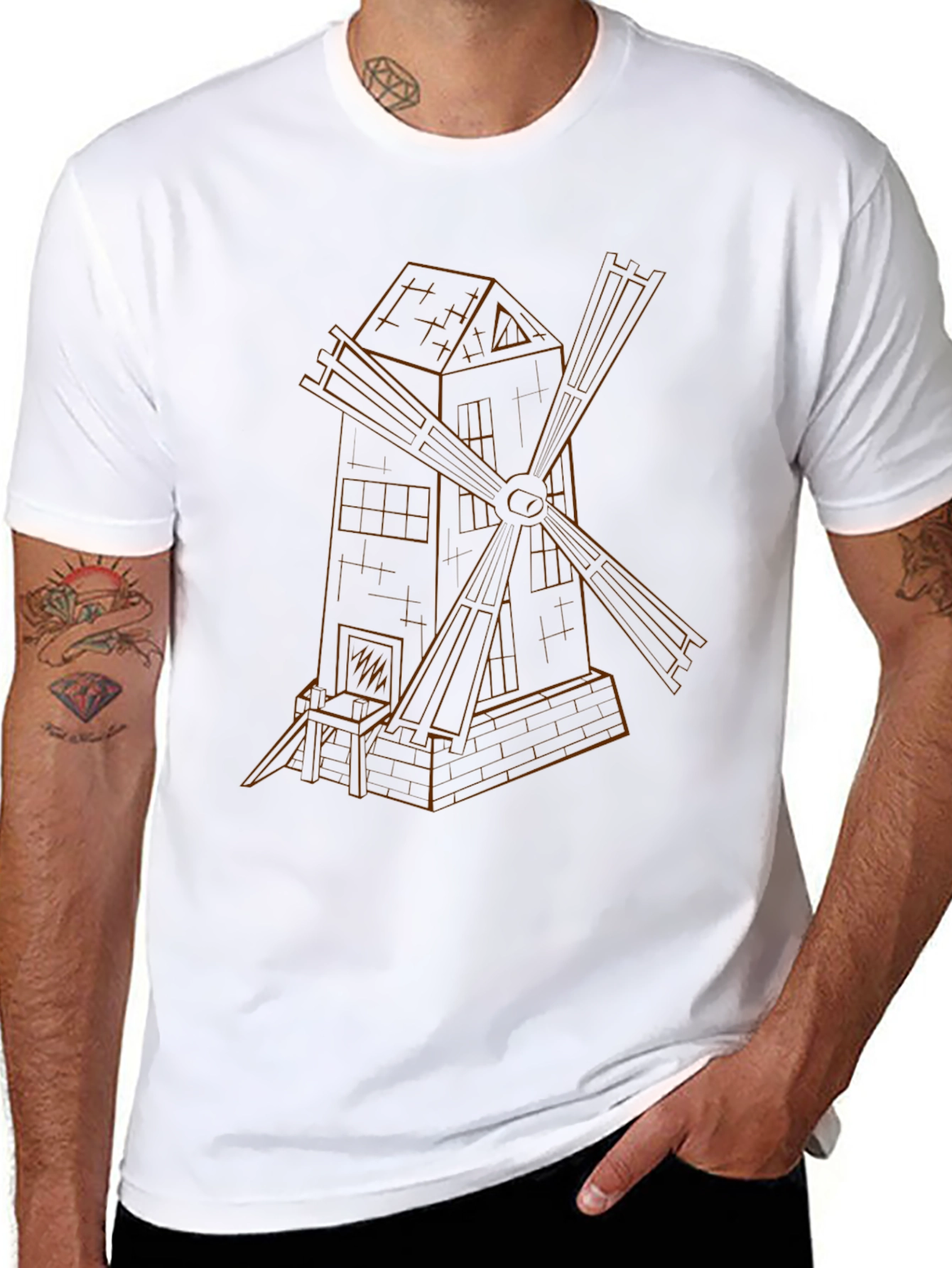 Black Windmill Graphic Black T-Shirt view 8
