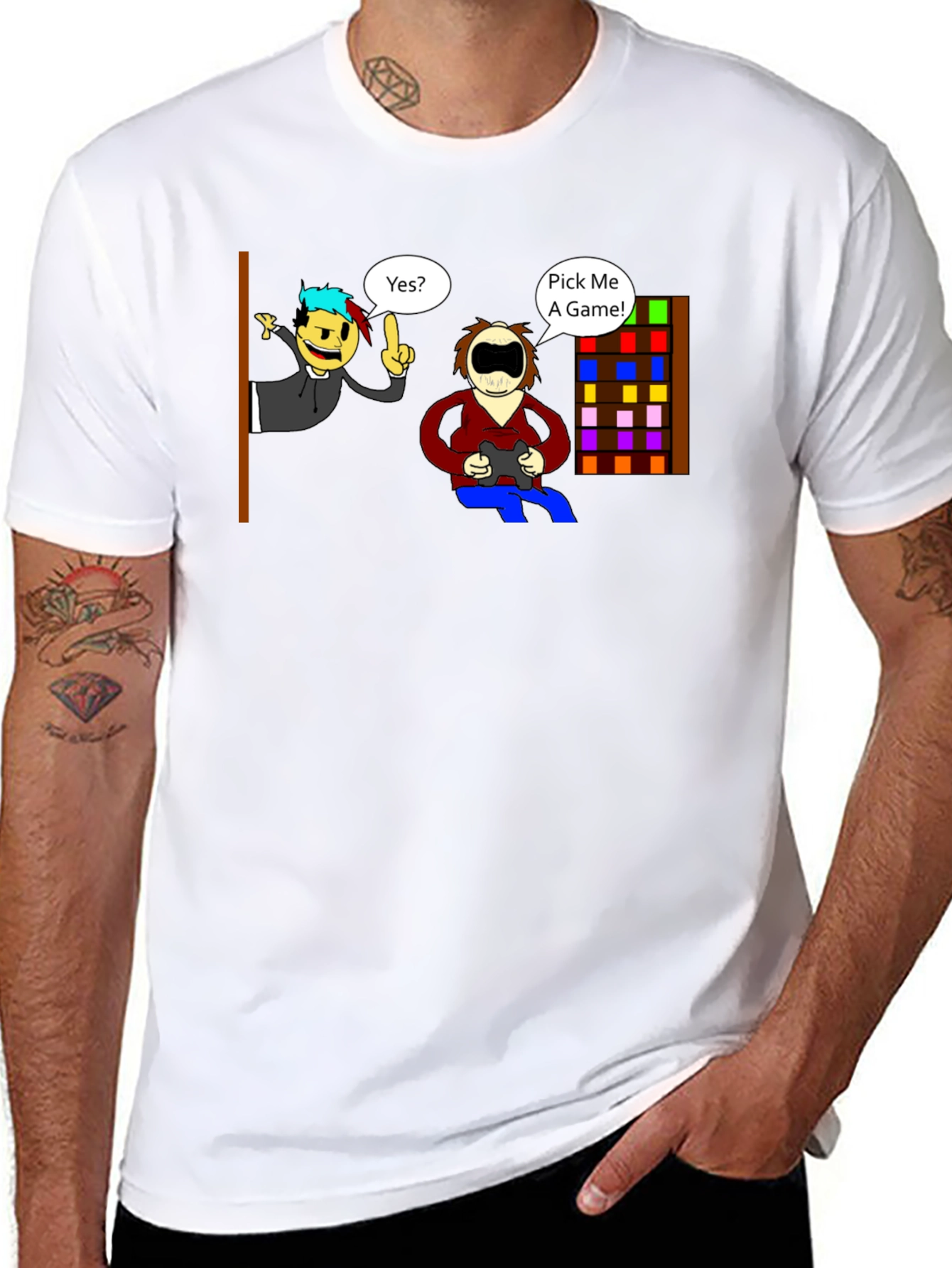 Black Gamer Choice Graphic Tee - Pick Me A Game! Black T-Shirt view 8