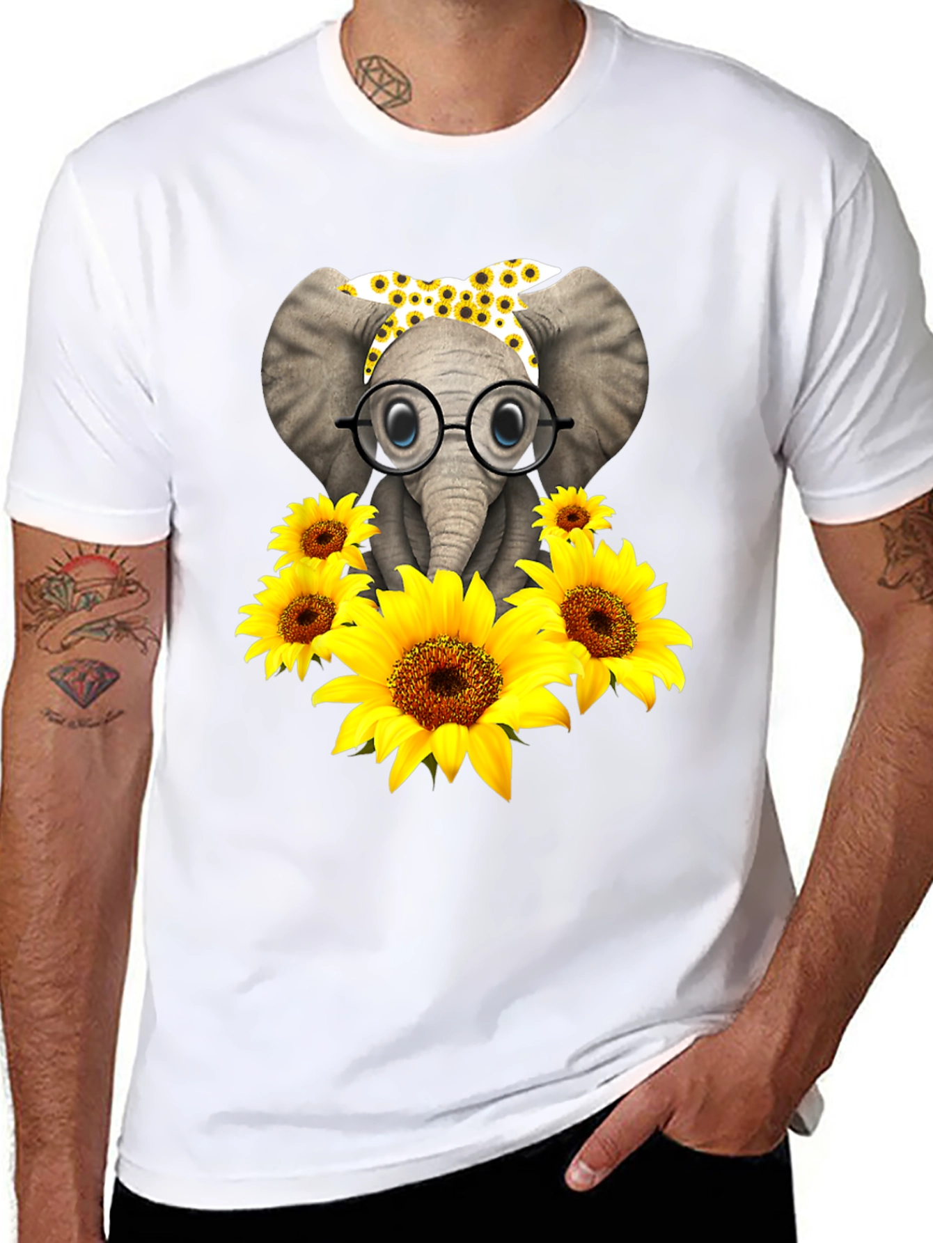 Black Elephant Sunflower Graphic Tee view 8