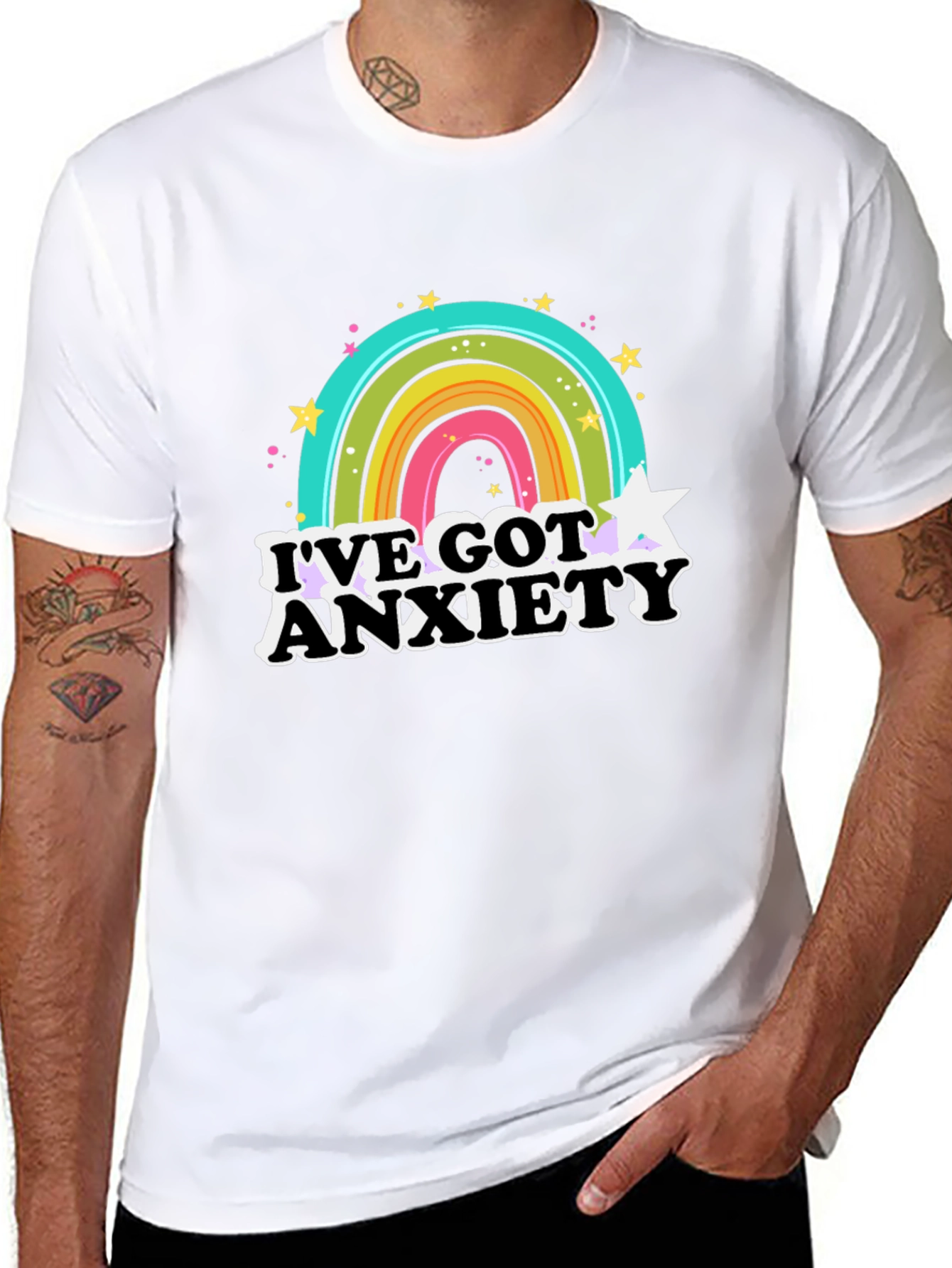 Black Anxiety Rainbow Graphic Tee view 8