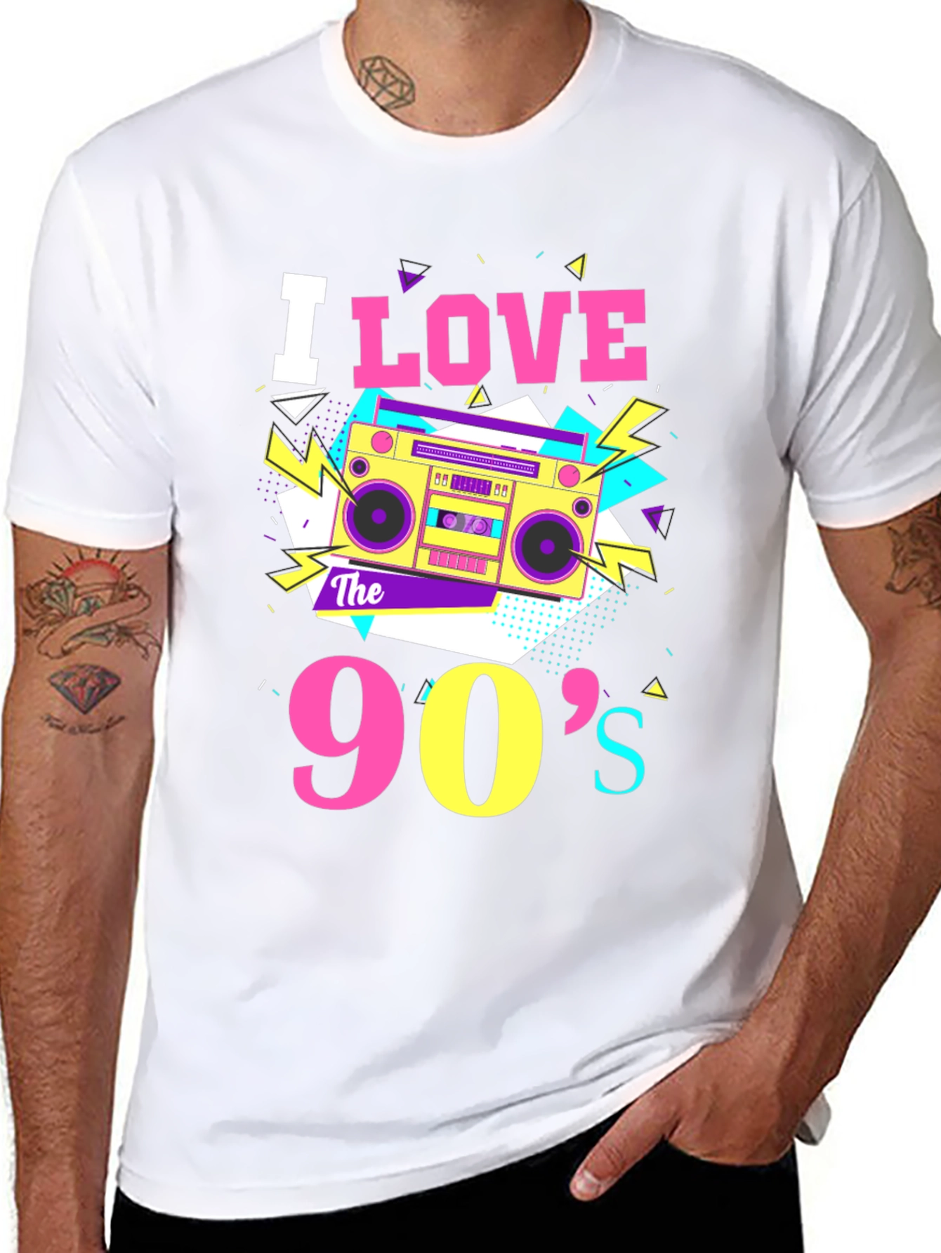 Black I Love the 90s Boombox Graphic Tee - Retro Style view 8