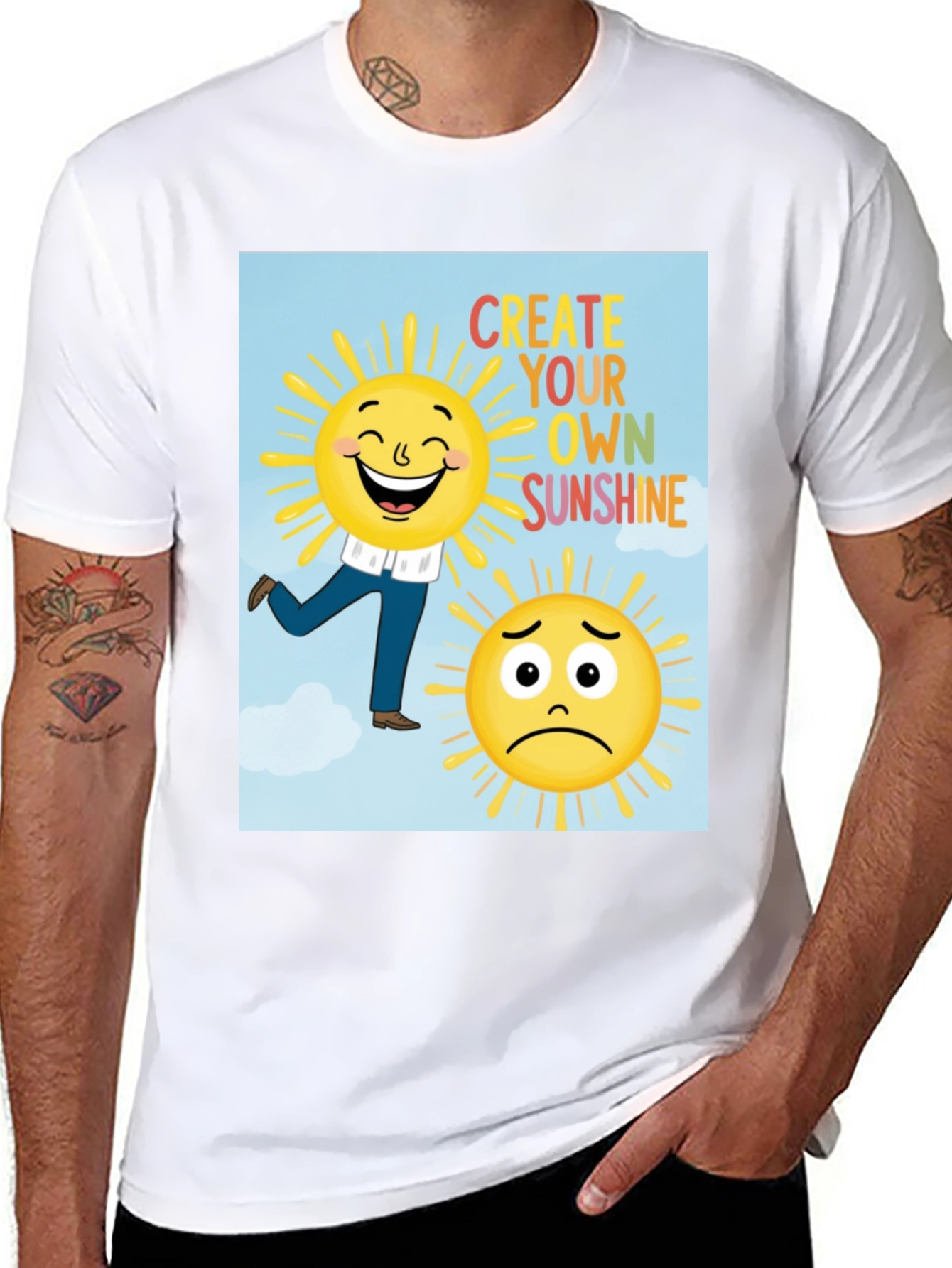 Black Cheerful Graphic T-Shirt: Create Your Own Sunshine Tee view 8