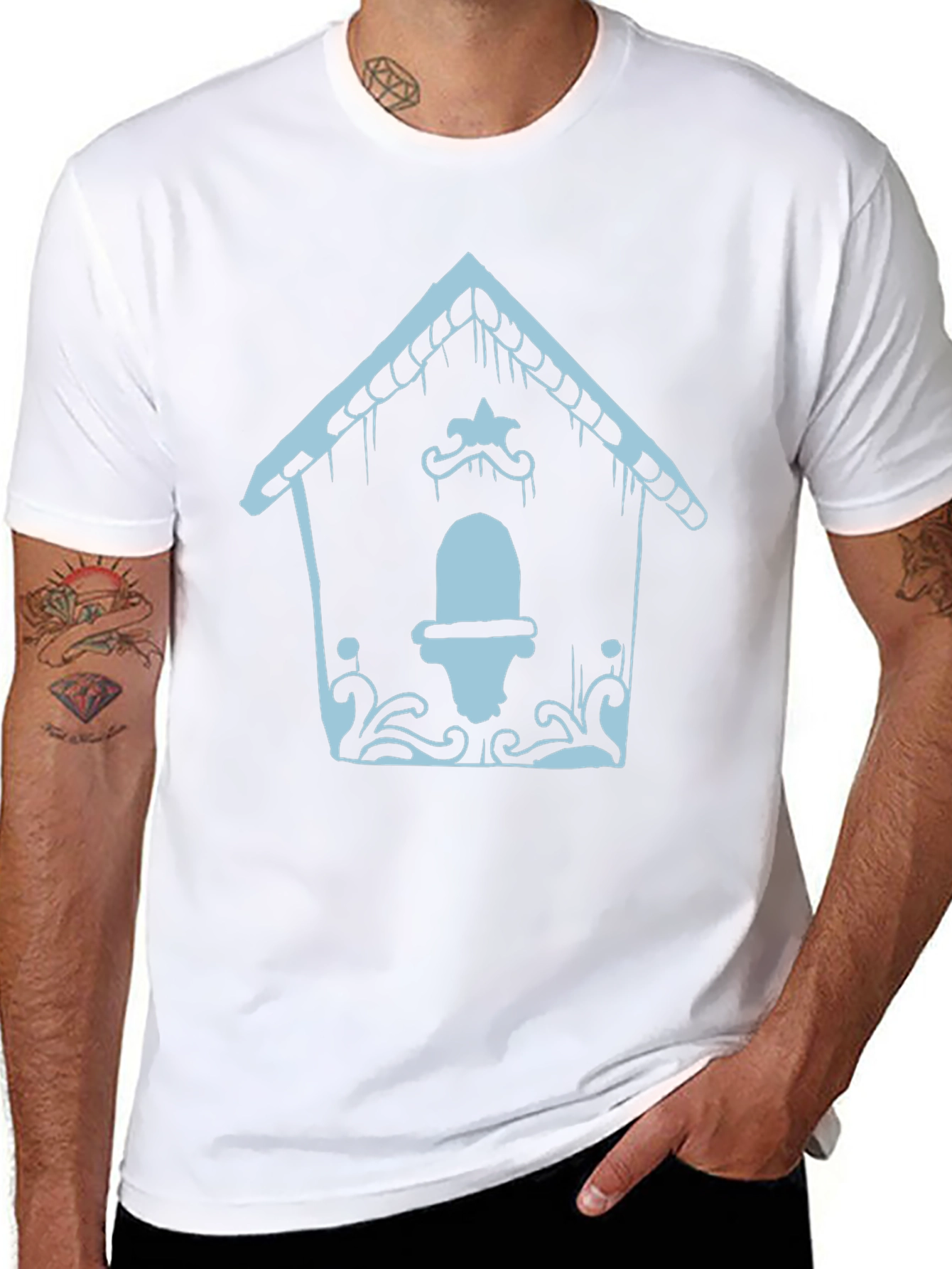 Black Quirky Gingerbread House T-Shirt view 8