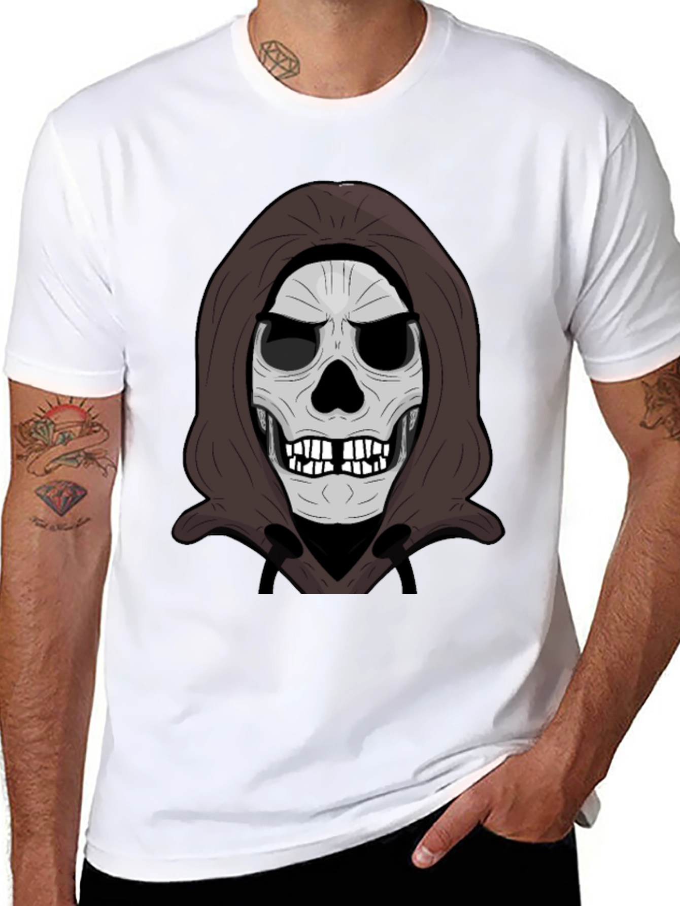 Black Grim Reaper Skull Graphic Black T-Shirt view 8