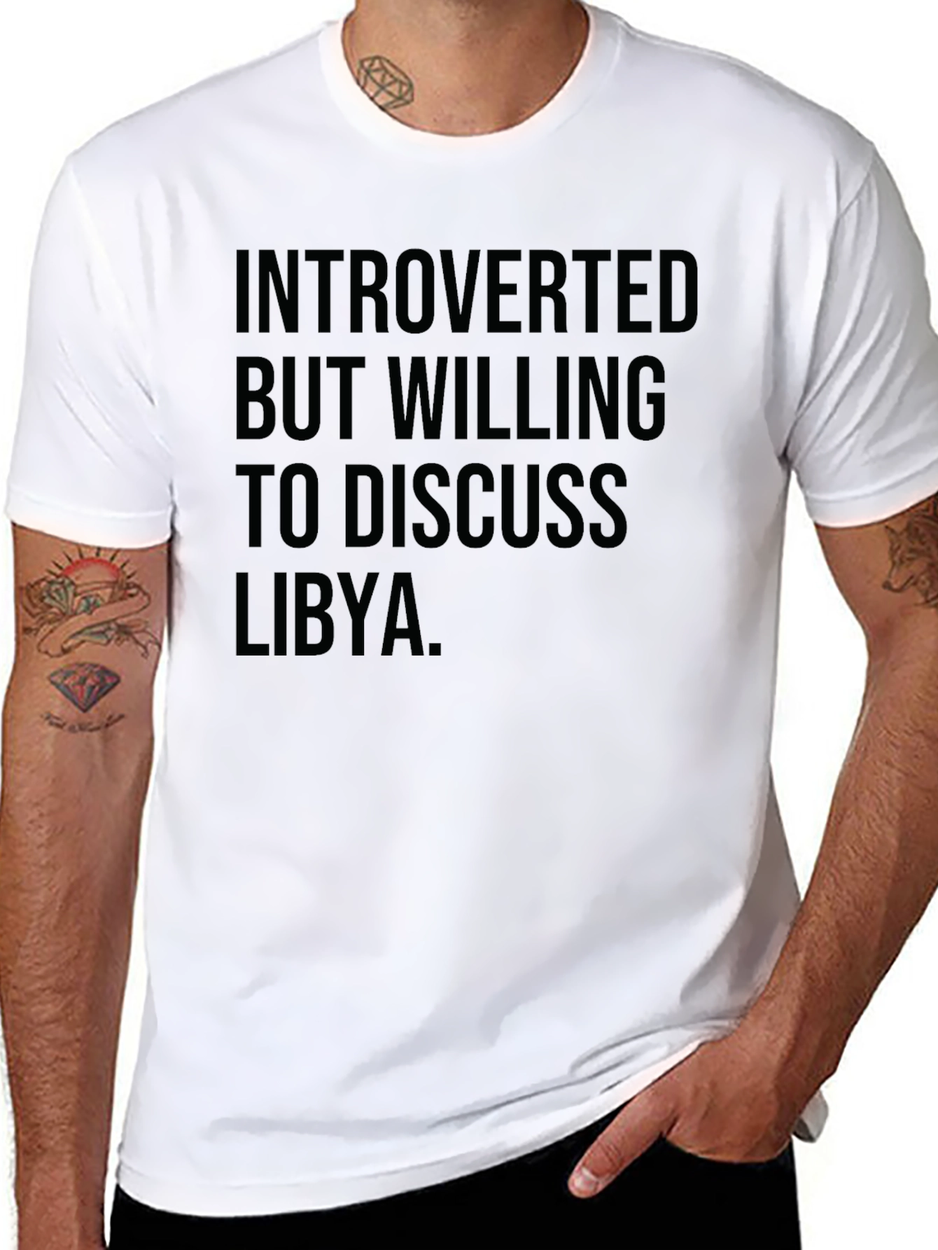 Black Introverted Libya T-Shirt - Black Cotton Tee for Thoughtful Introverts view 8