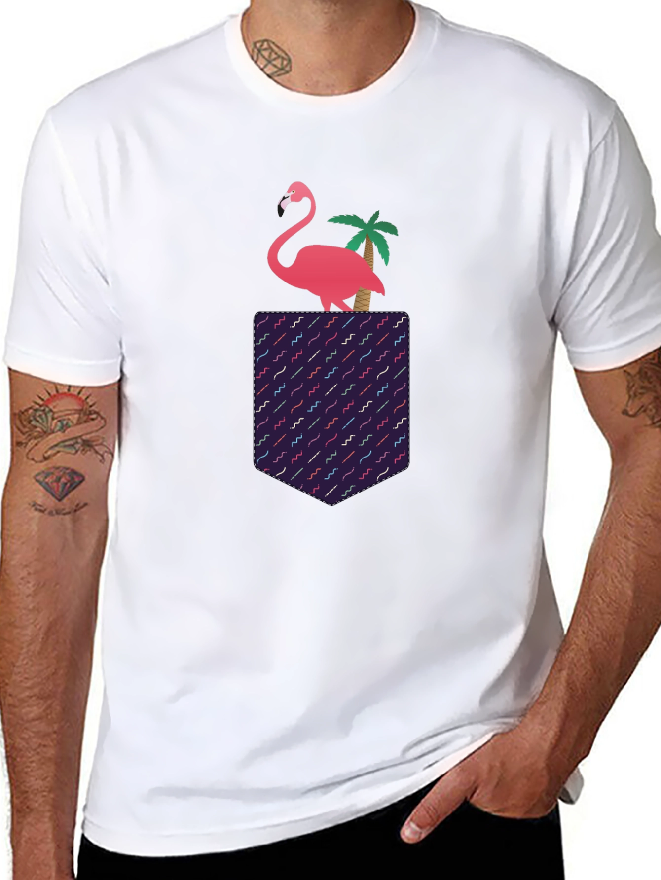 Black Flamingo Pocket T-Shirt view 8