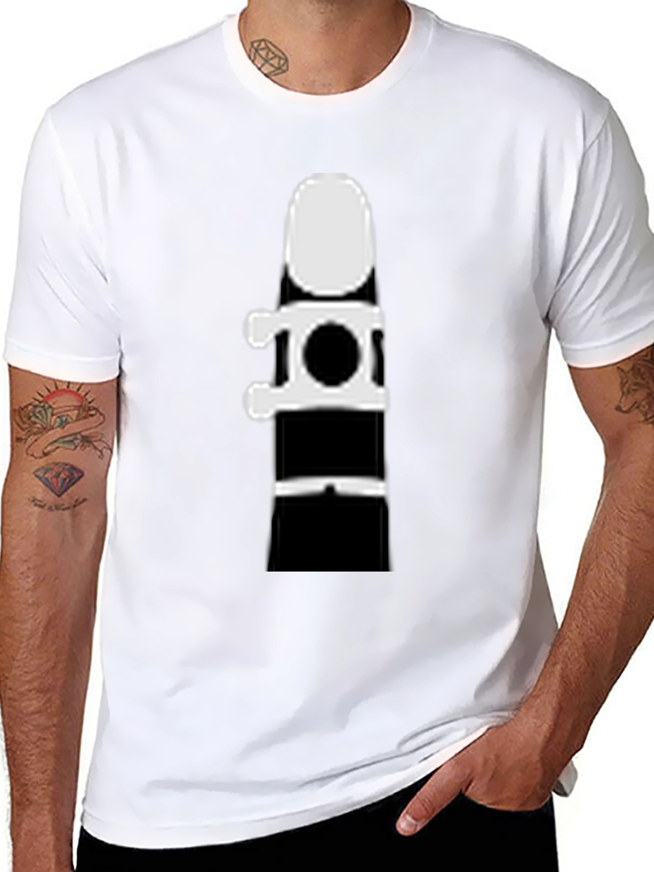 Black Clarinet Silhouette Graphic Tee - Black Cotton T-Shirt view 8