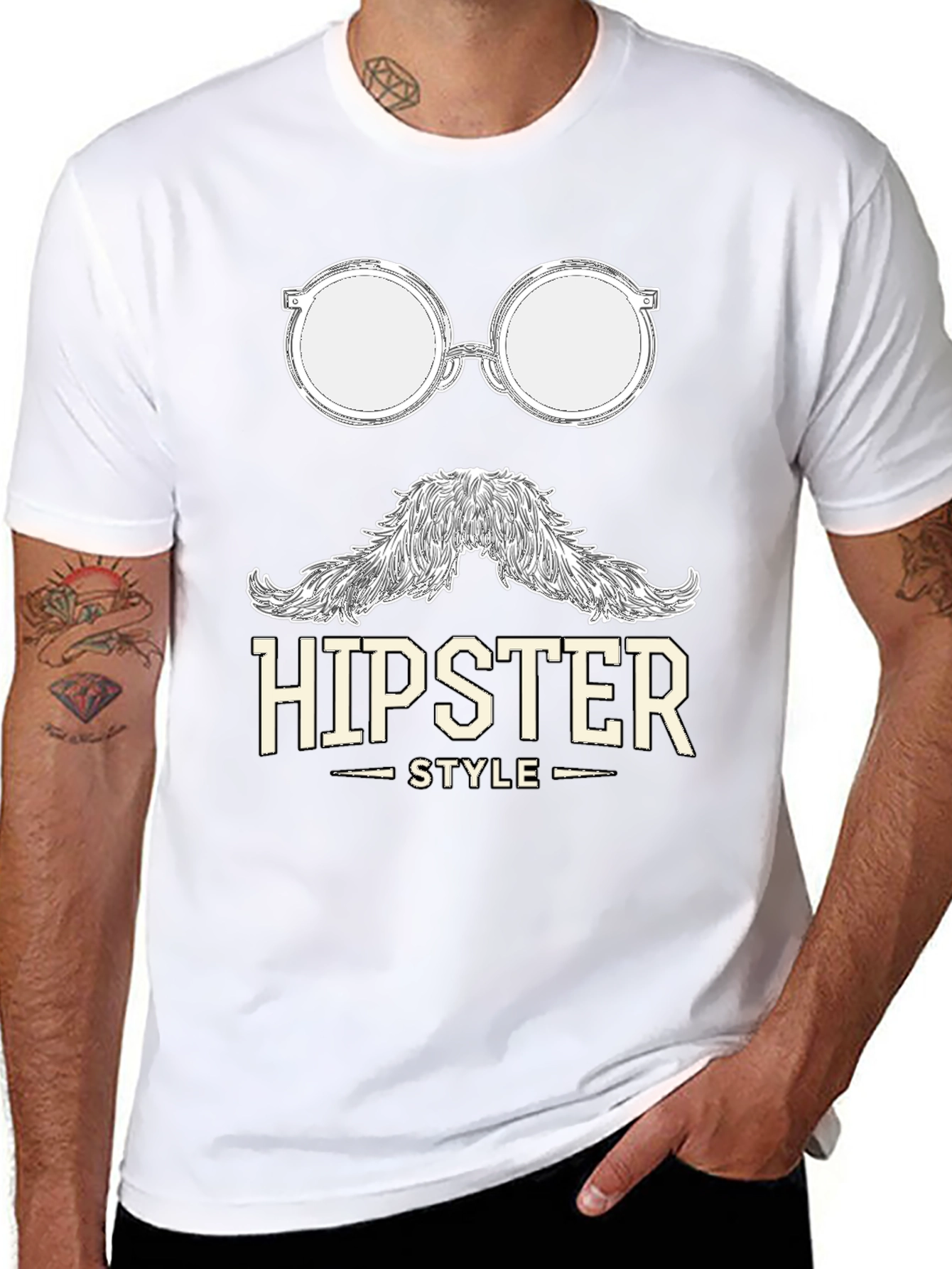Black Hipster Style Graphic T-Shirt - Cool & Casual view 8