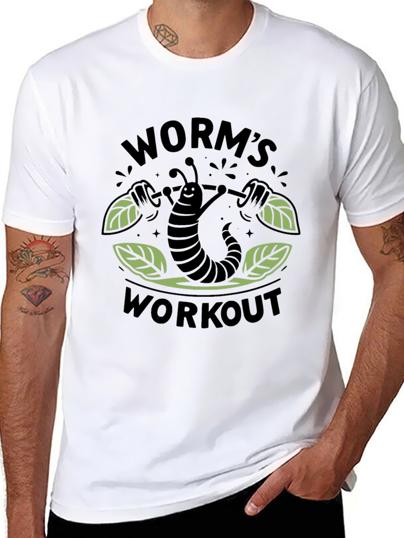 Black Worm's Workout T-Shirt - Black Cotton Tee view 8