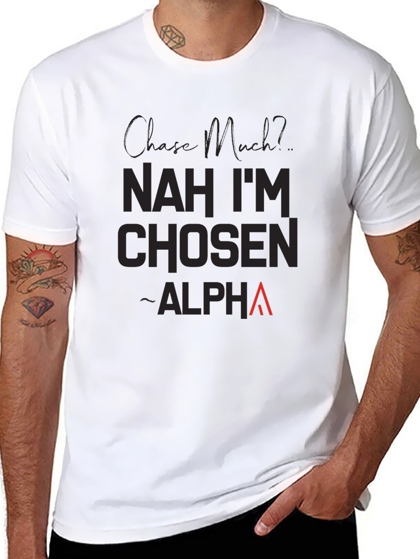 Black Nah I'm Chosen Alpha T-Shirt view 8