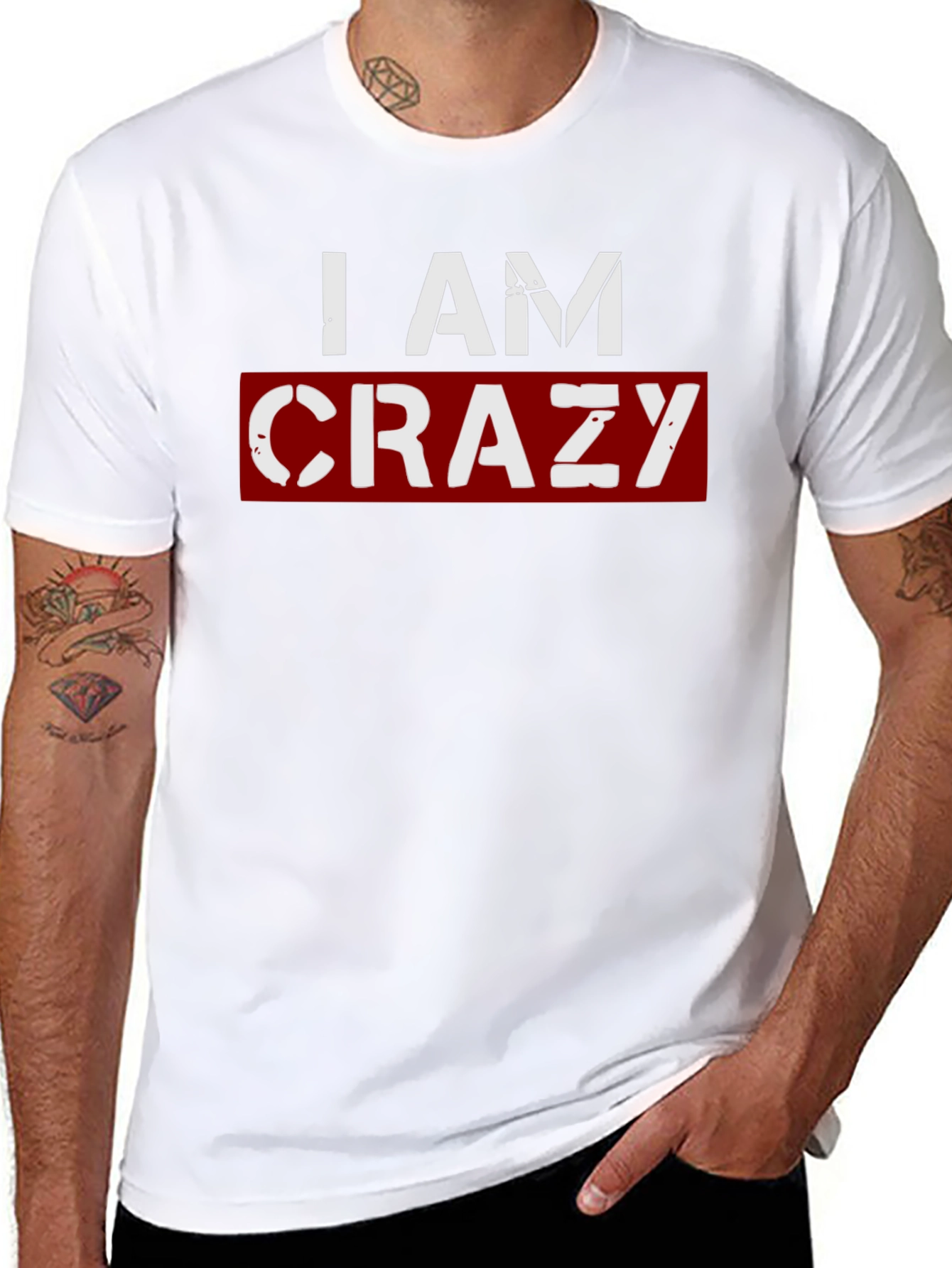 Black I AM CRAZY Graphic T-Shirt - Black view 8