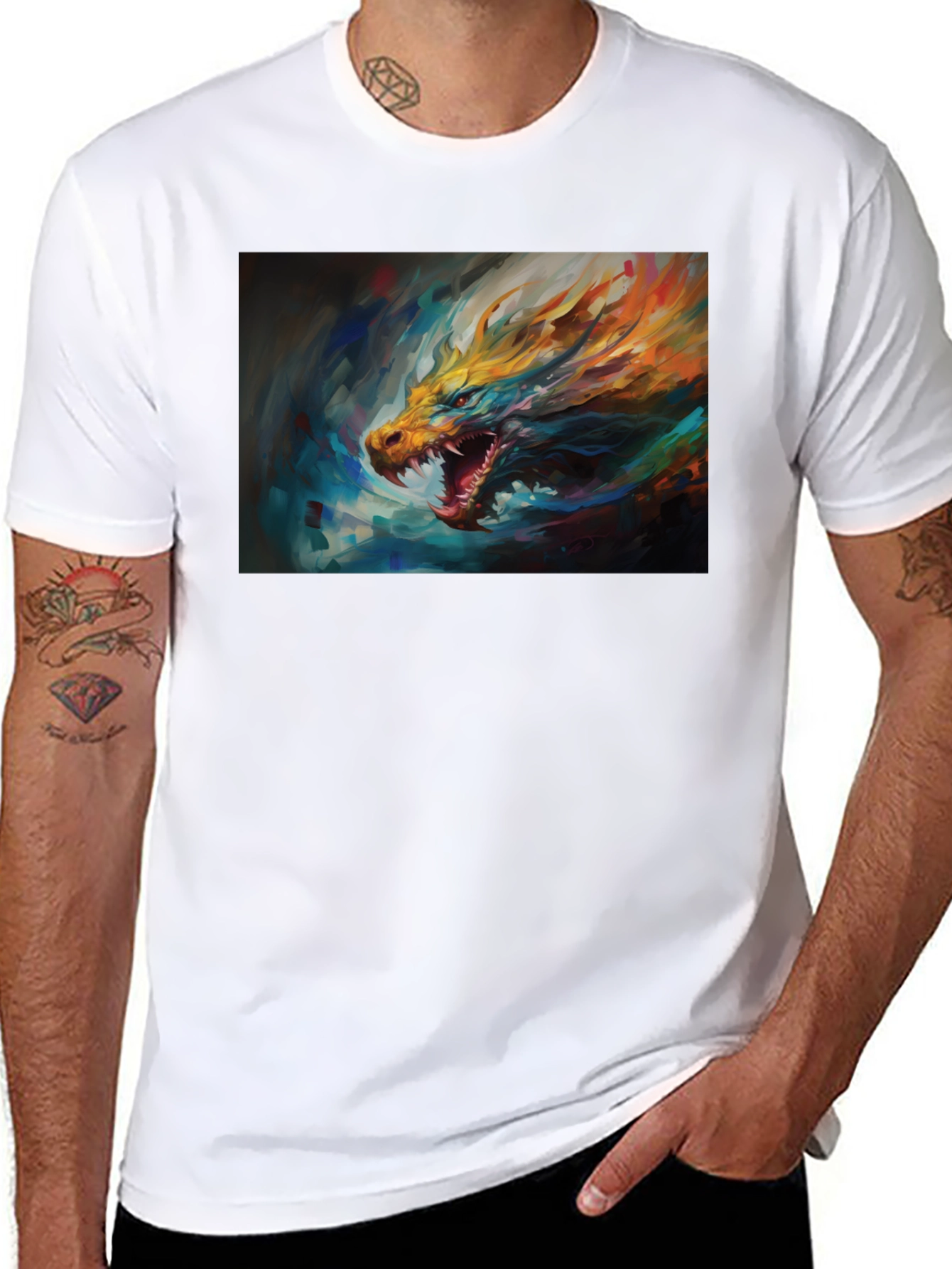 Black Dragon Graphic Tee - Men's Black Short Sleeve T-Shirt view 8