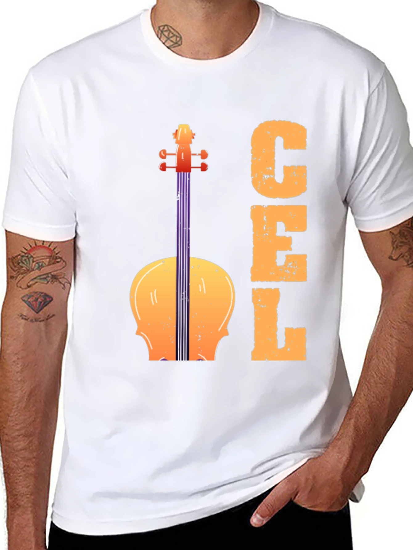 Black Cello Graphic Tee - Musical Instrument T-Shirt view 8