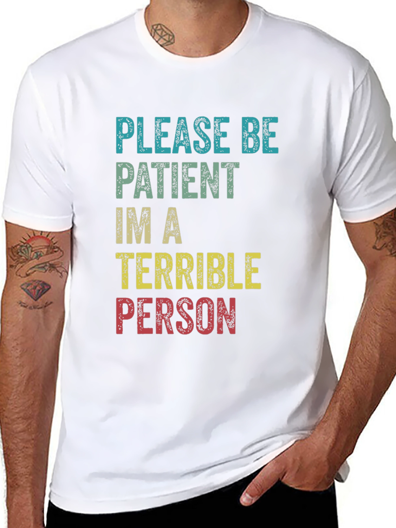 Black Please Be Patient Funny Graphic Tee view 8