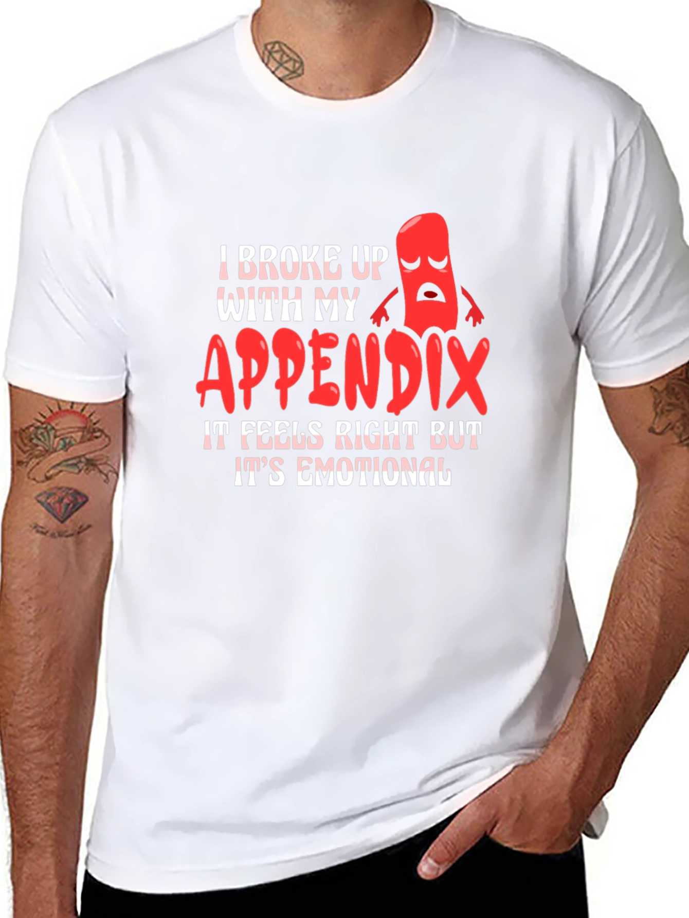 Black Funny Appendectomy T-Shirt - I Broke Up With My Appendix view 8