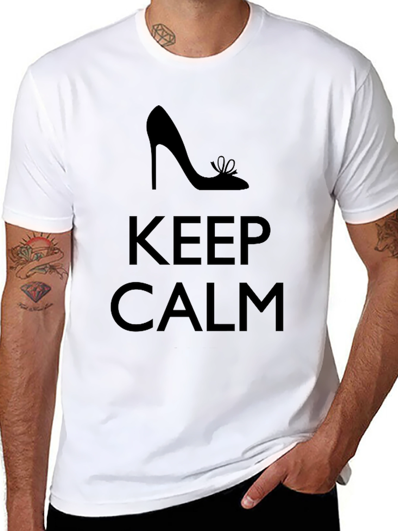 Black Keep Calm High Heel Graphic T-Shirt view 8
