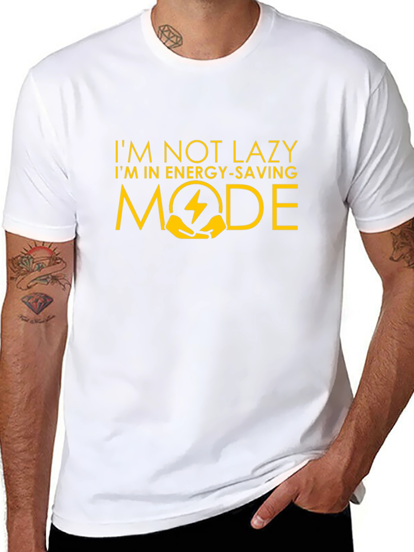Black Energy Saving Mode Graphic T-Shirt view 8