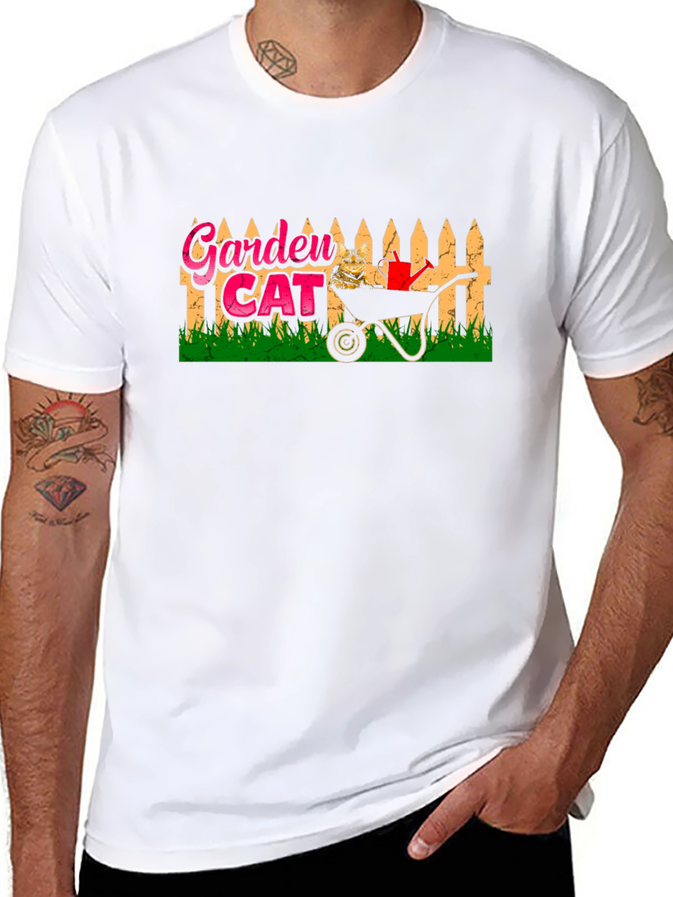 Garden Cat T-Shirt: Whimsical Wheelbarrow Design - 8