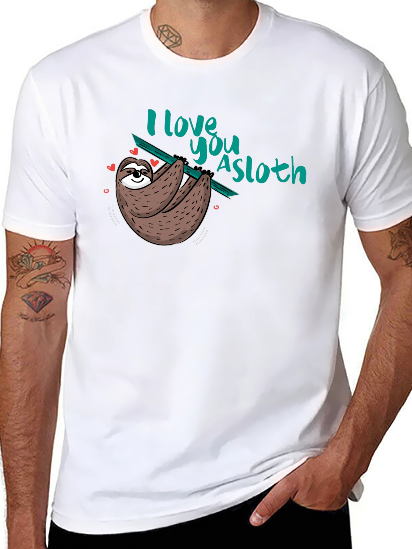 Black I love you a sloth Black T-Shirt view 8
