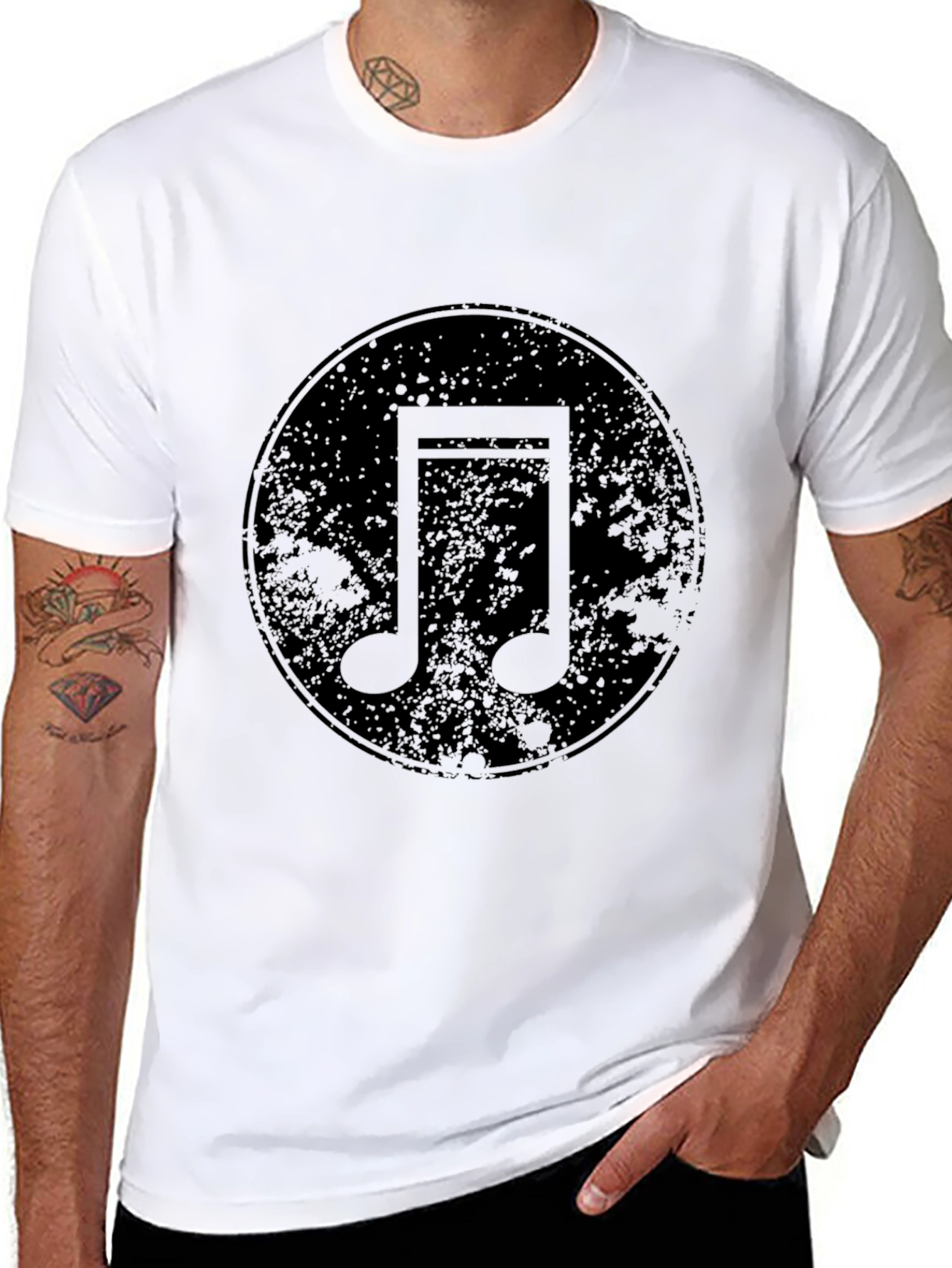 Black Music Note Graphic Black T-Shirt view 8