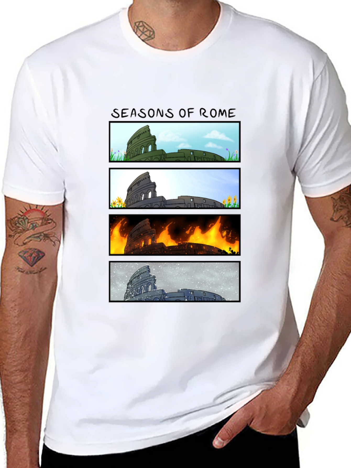 Black Seasons of Rome Graphic T-Shirt view 8