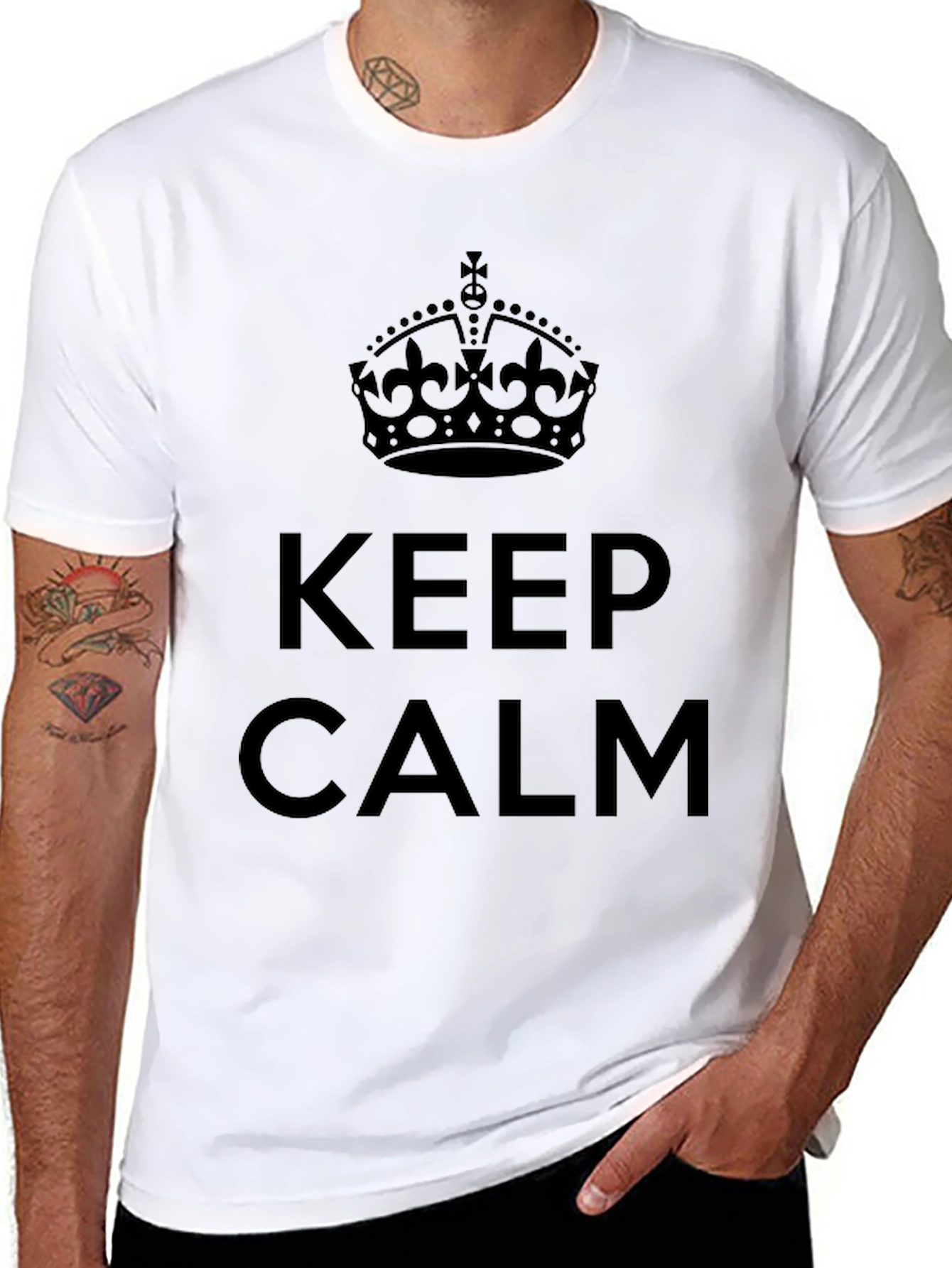 Black Keep Calm Black Graphic T-Shirt view 8