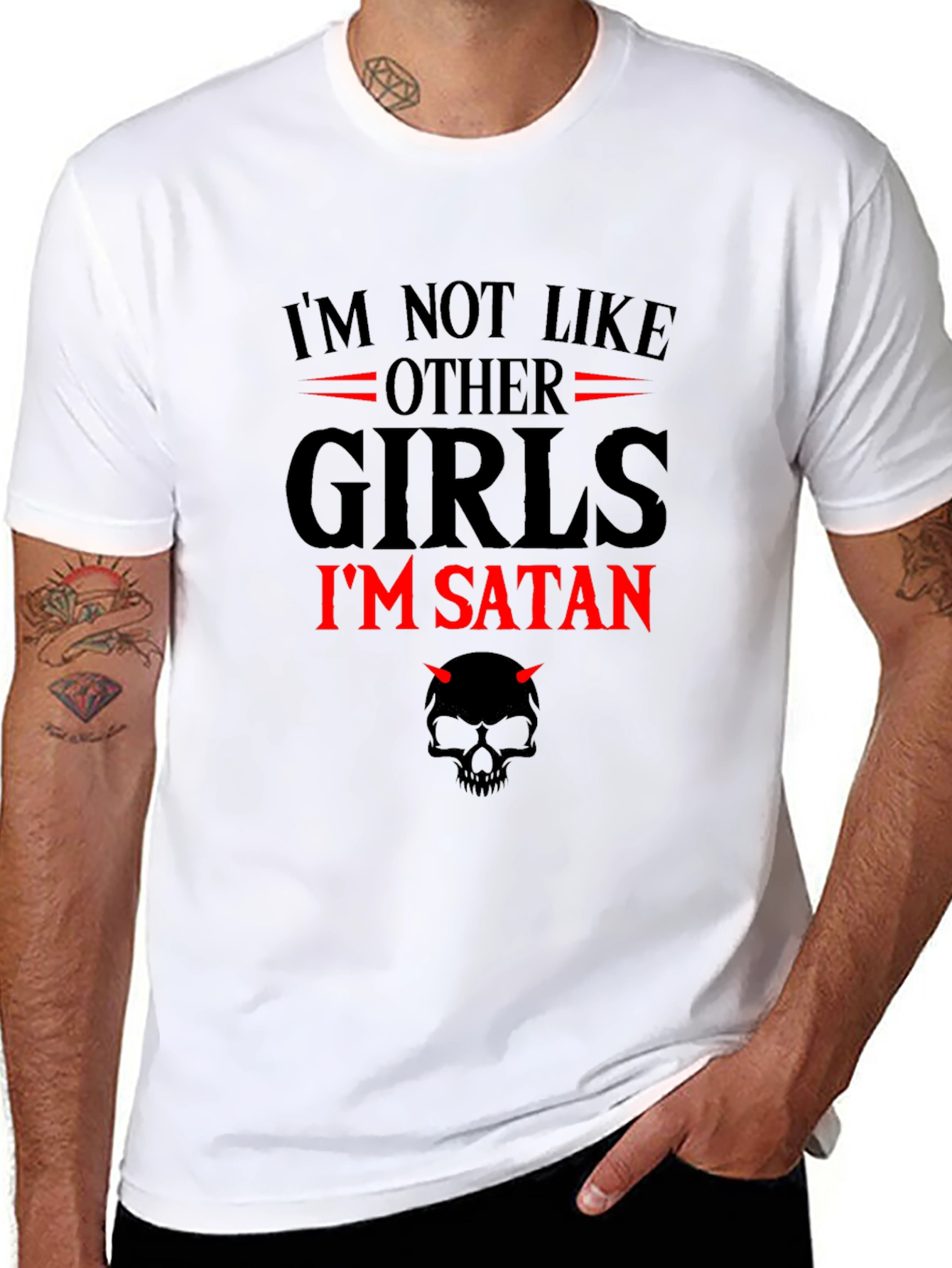 Black I'm Not Like Other Girls I'm Satan Graphic T-Shirt view 8
