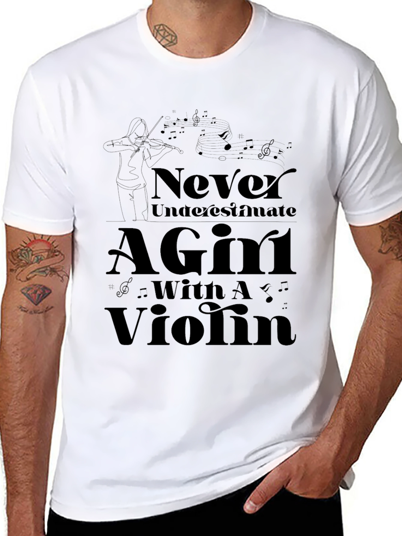 Black Never Underestimate A Girl With A Violin T-Shirt view 8