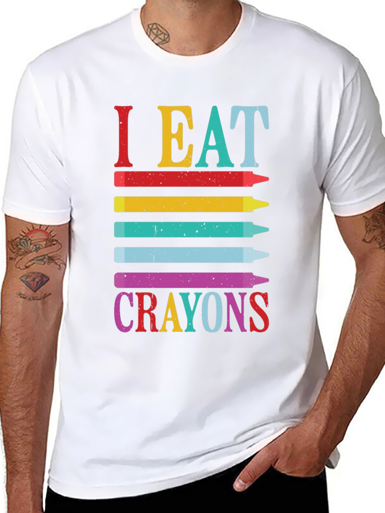 Black I Eat Crayons Graphic Tee - Funny Adult Humor Shirt view 8