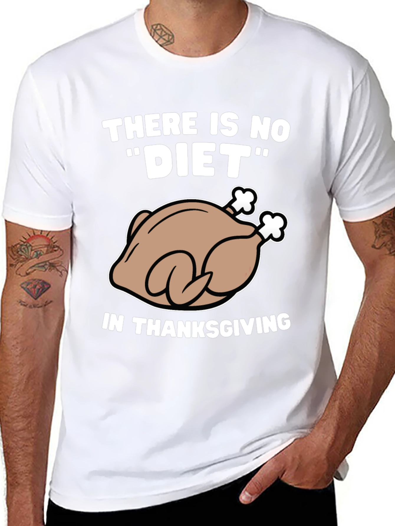 Black Thanksgiving Turkey Diet Humor T-Shirt view 8