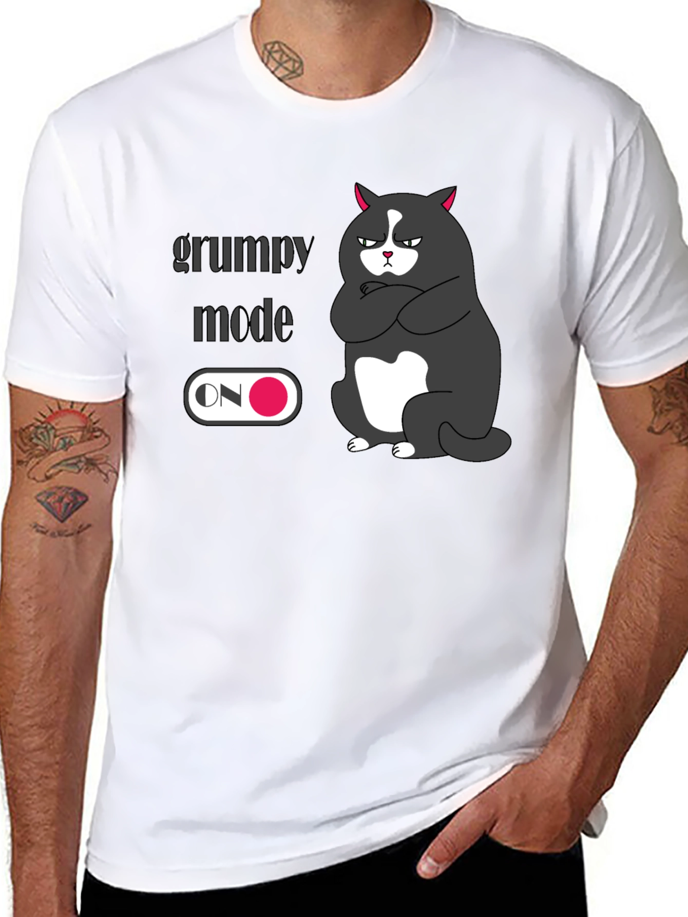 Black Grumpy Mode On Black T-Shirt - Express Your Mood! view 8