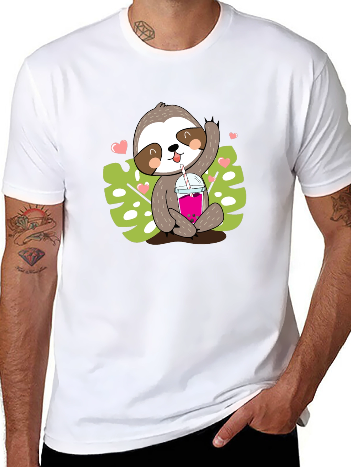 Black Sloth Boba Tea Graphic Tee - Cute Cartoon Animal Shirt view 8